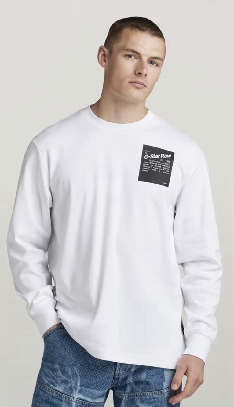 G-Star Raw Tile Back Graphic Loose T-Shirt Long Sleeve Size M